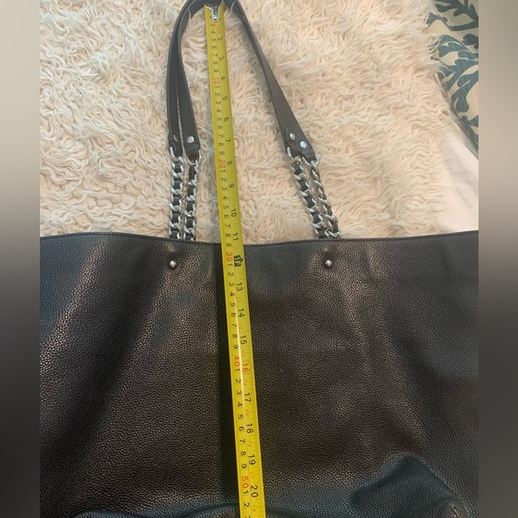 Rebecca Minkoff Chain Tote Pebble Leather Carryall Bag Black Large NWOT - Picture 12 of 15